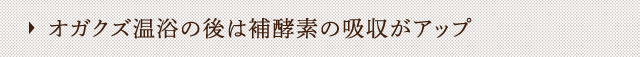 オガクズ温浴の後は補酵素の吸収がアップ